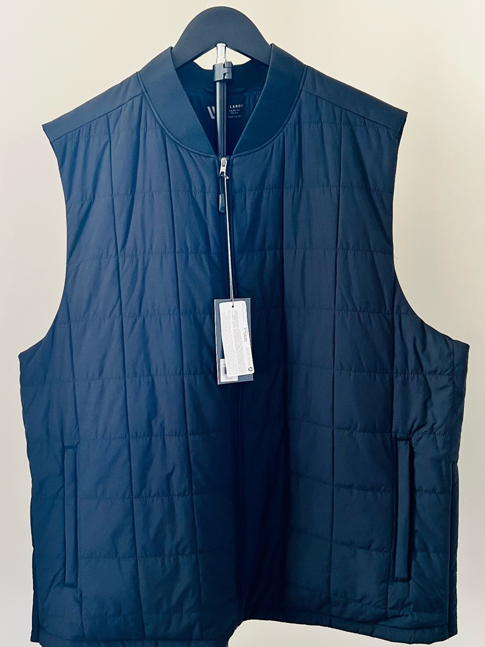 VRST Men's Quilted black  Sleeveless Vest - Lightweight Zip Front XL